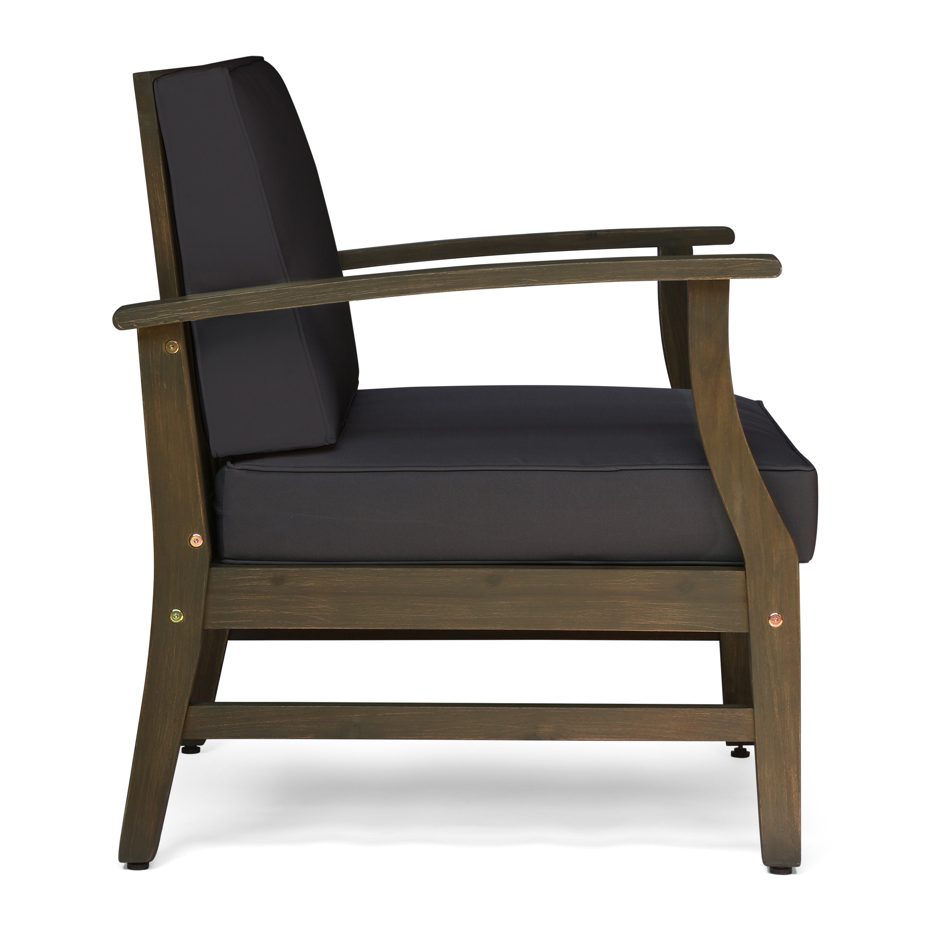 Simona Outdoor Acacia Wood Club Chairs with Cushions