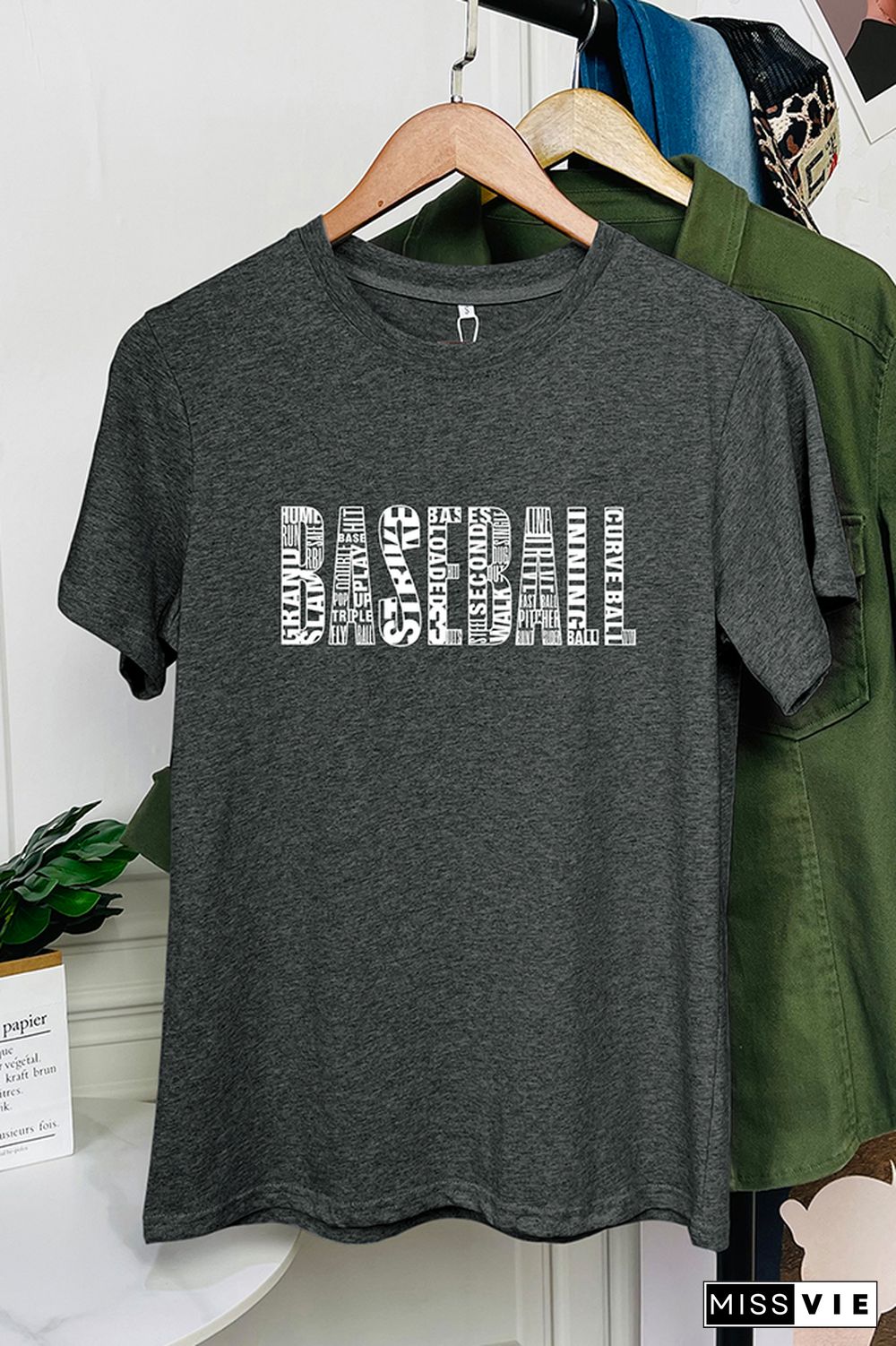 Baseball Word Art Graphic Tee Wholesale