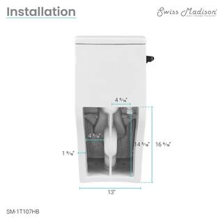 Swiss Madison Concorde One-Piece 1.28 GPF Single Flush Square Toilet in Glossy White with Black Hardware Seat Included SM-1T107HB