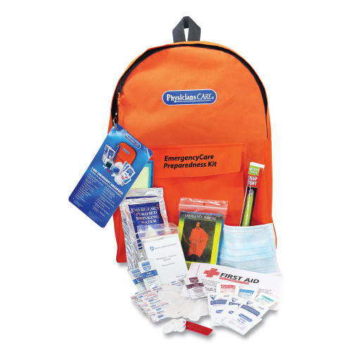 PhysiciansCare Emergency Preparedness First Aid Backpack， 43 Pieces/Kit (90123)