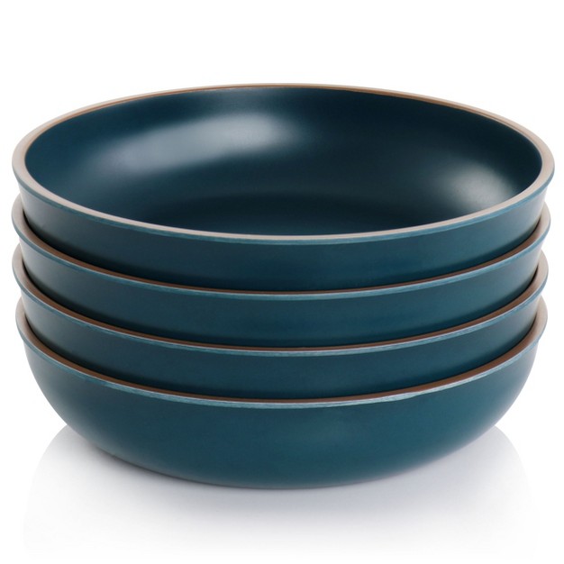 Gibson Home Rockabye 4 Piece Melamine Dinner Bowl Set In Dark Teal