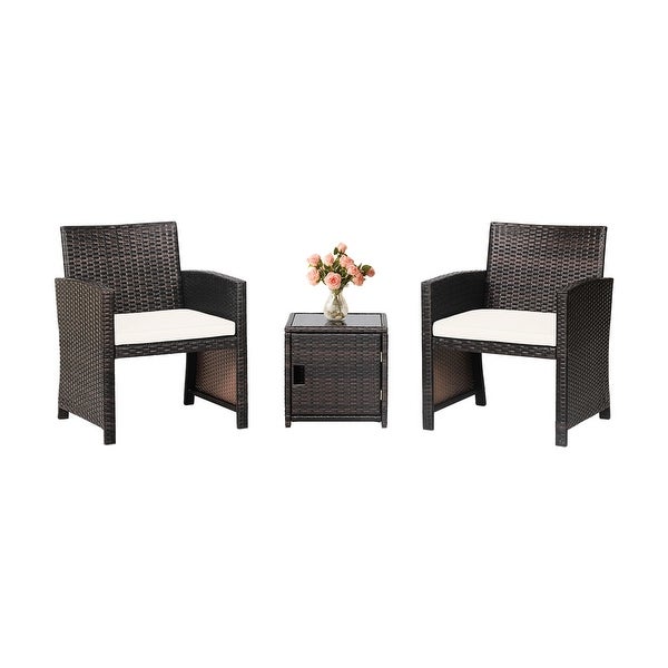 3-Piece Patio Wicker Furniture Set with Storage Table - Overstock - 37357207