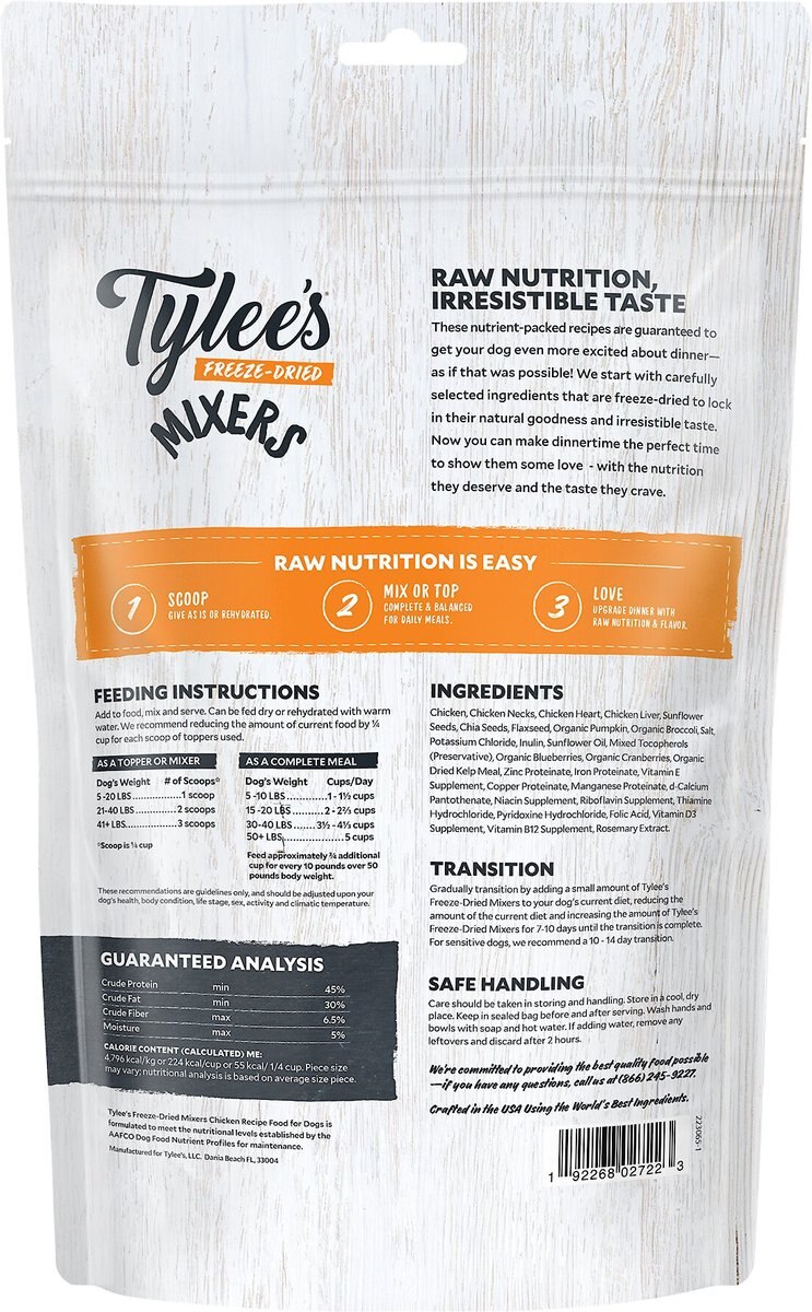 Tylee's Freeze-Dried Mixers for Dogs， Chicken Recipe