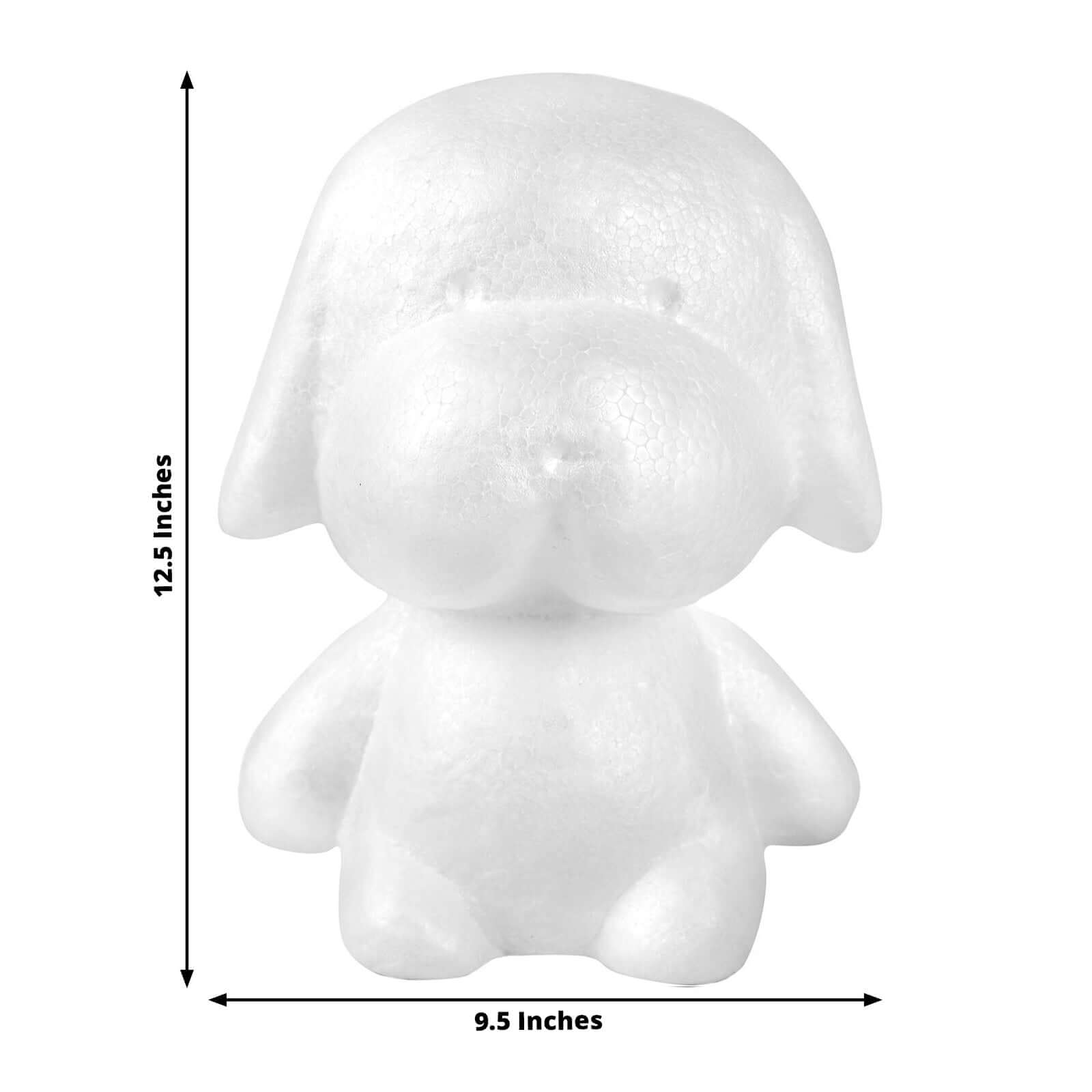 DIY White 3D Modeling StyroFoam Puppy, Polystyrene Craft Foam Animal 12.5