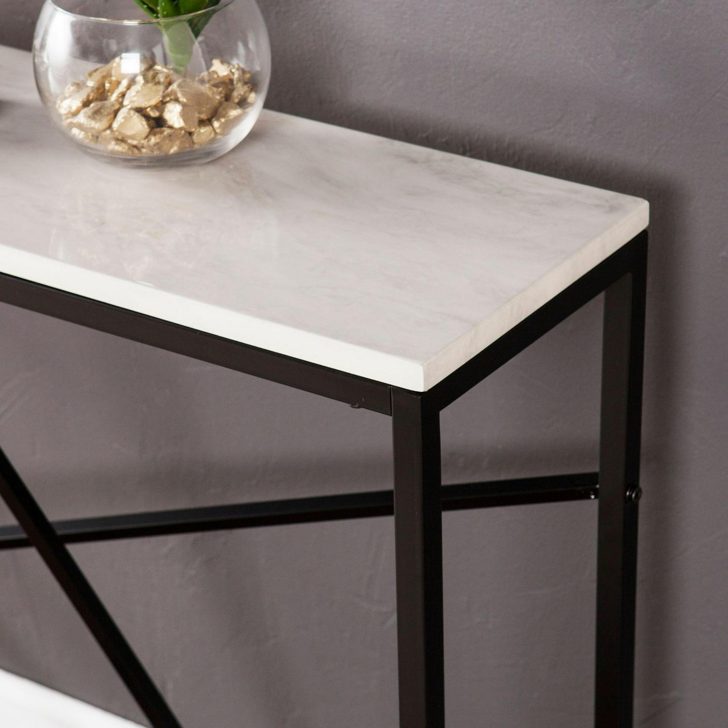 Southern Enterprises Ayrdel Modern Faux Marble 52 Console Table， Black