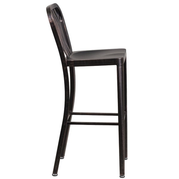 30'' High Metal Indoor-Outdoor Barstool with Vertical Slat Back