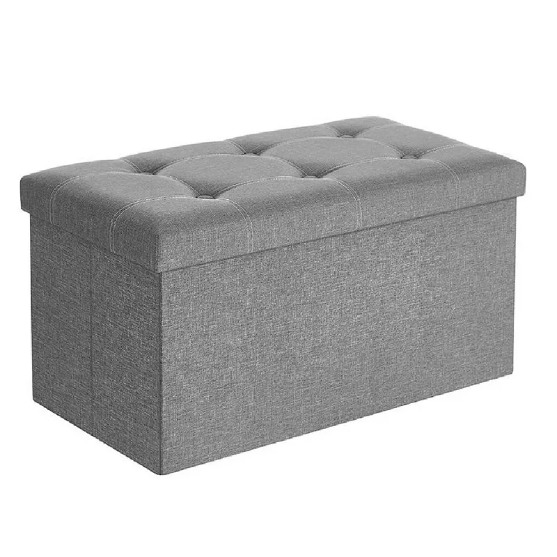 Storage Ottoman Bench， 21 Gal. Folding Chest， Bed End Stool， Footstool With Breathable， Dark Grey