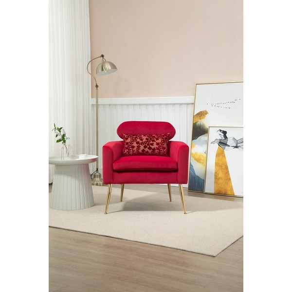 Velvet Upholstered Accent Chair With A Pillow