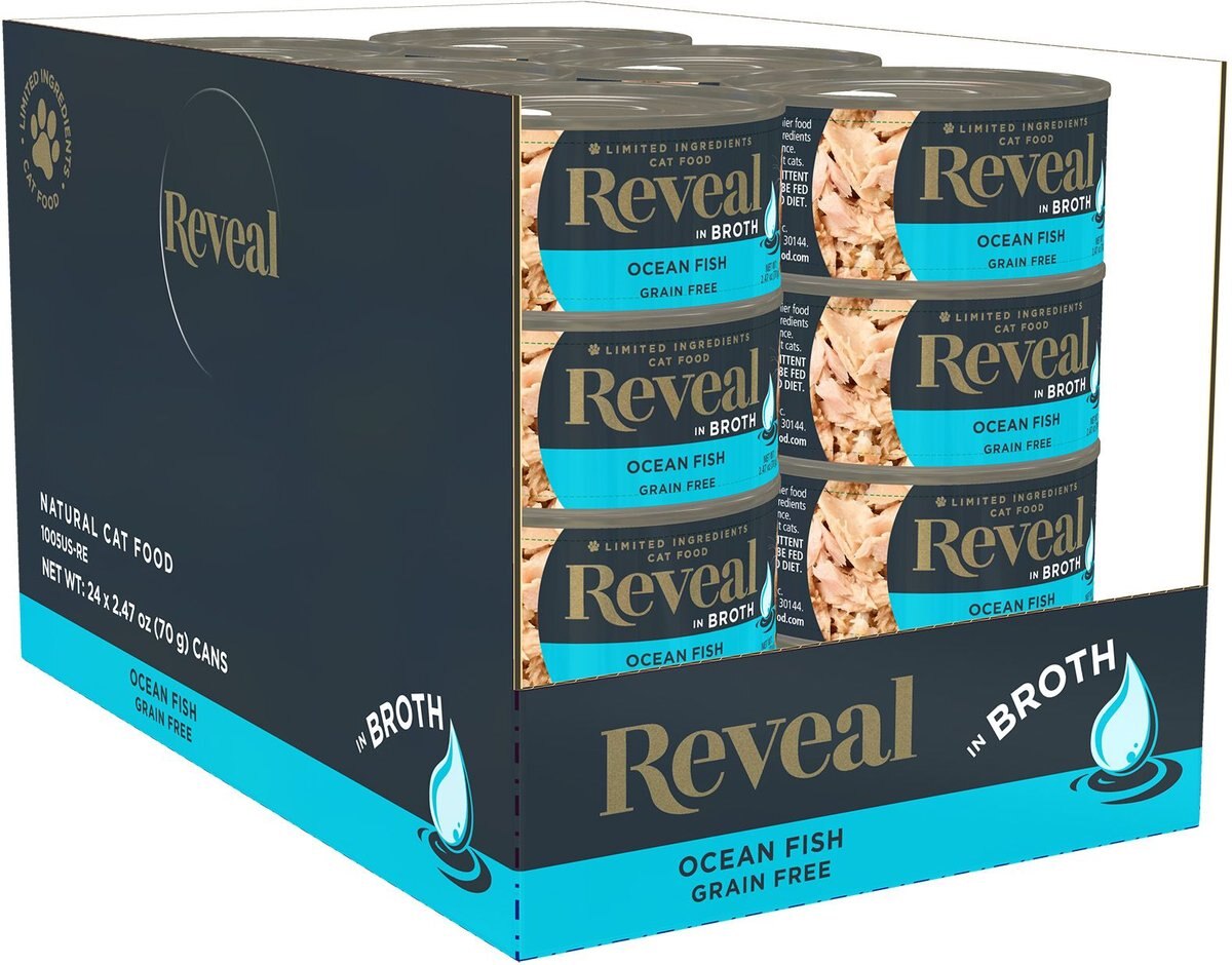 Reveal Natural Grain-Free Ocean Fish in Broth Flavored Wet Cat Food， 2.47-oz can， case of 24