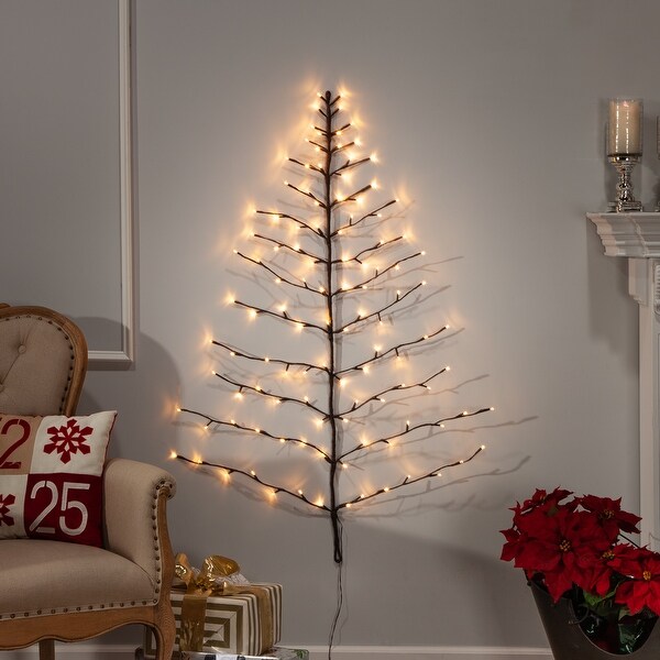 4 ft Tall Christmas Tree Wall Hanging with 112 Warm White LED Lights