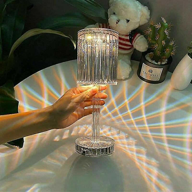 Touching Control Gatsby Crystal Lamp，3 Colors Changing Lamp Usb Rechargeable