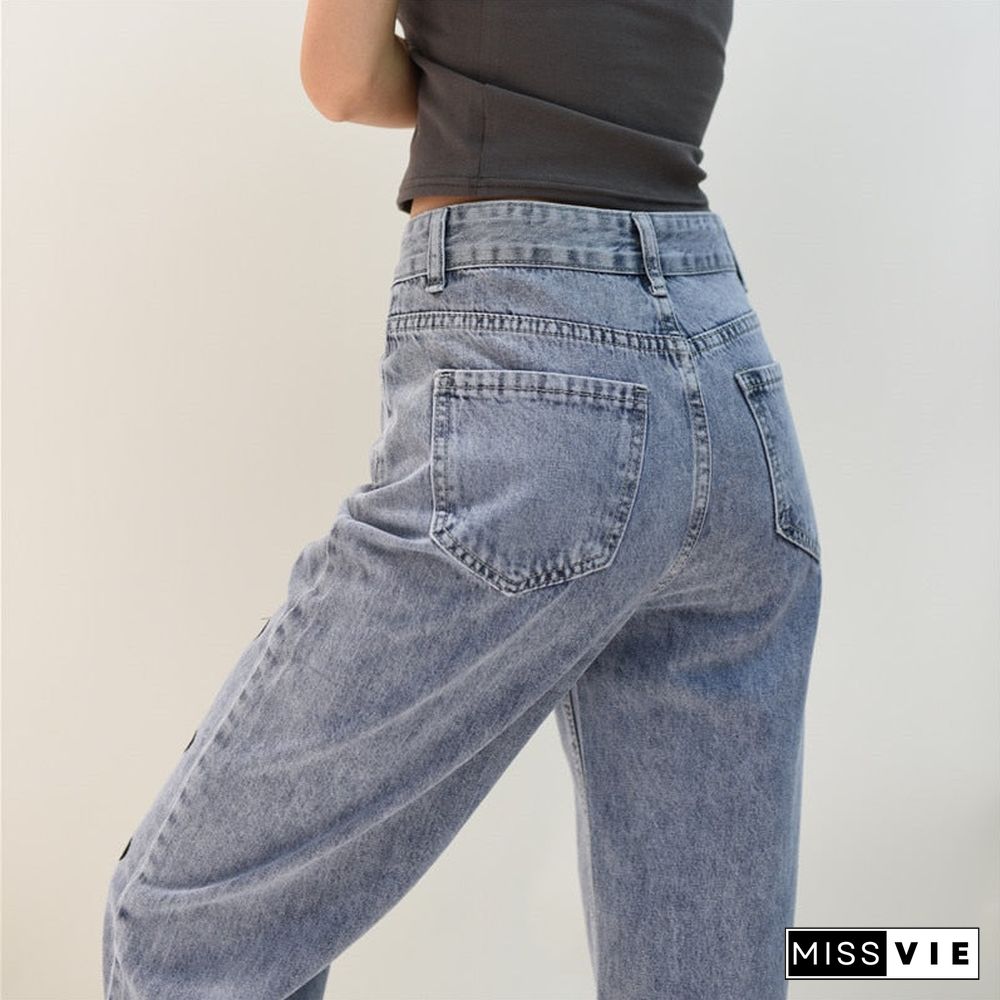 Woman Jeans High Waist Clothes Wide Leg Denim Clothing Blue Streetwear Vintage Quality Fashion Harajuku Straight Pants