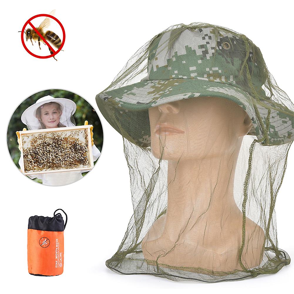 5pcs Outdoor Anti-dust Breathable Anti-mosquito Mesh Hat Insect Prevention Net Anti-bee For Fishing Travelgreen