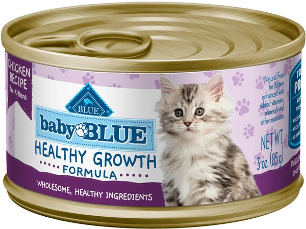 Blue Buffalo Baby Blue Healthy Growth Formula Natural Chicken Recipe Kitten Wet Food， 3-oz cans， case of 24