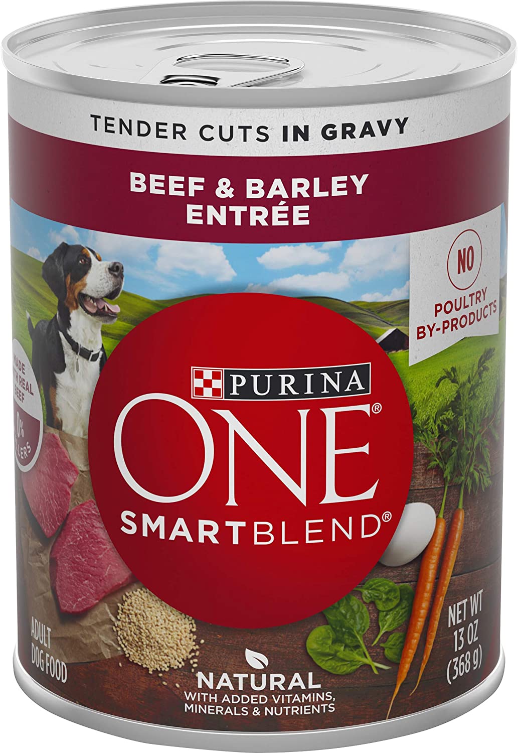 Purina ONE SmartBlend Canned Wet Dog Food， Gravy， Beef and Barley 13oz