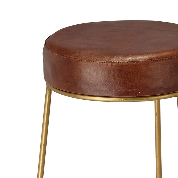 Yuk 30 Inch Metal Barstool， Golden Tri-Legged Base， Padded Seat - 30 H x 18.5 W x 18.5 L Inches