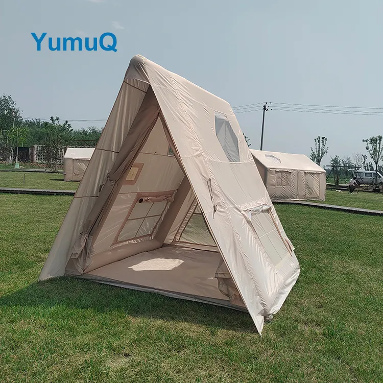 YumuQ 4m Best Selling Automatic Big Inflatable Air Bell Glamping Camping Tent Cotton Canvas For 10 Persons