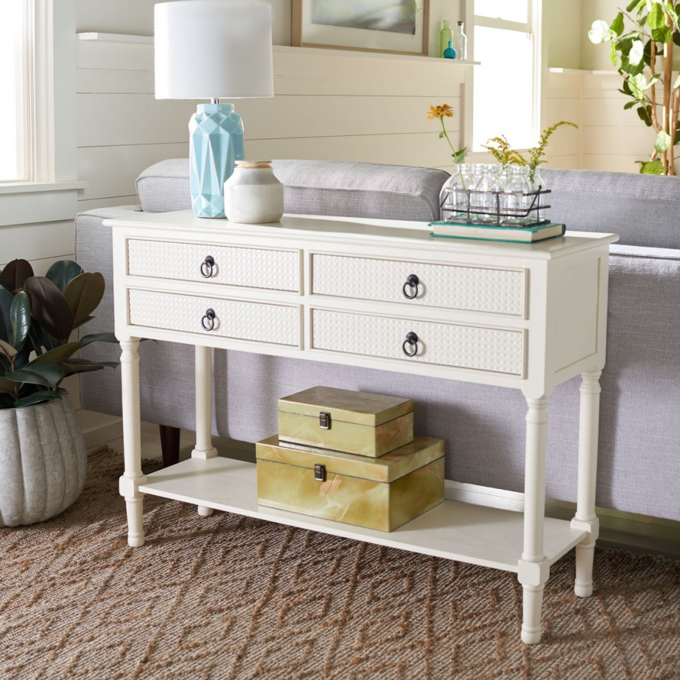 Carlie 4 Drawer Console Table White   Modern   Console Tables   by Virgil Stanis Design  Houzz