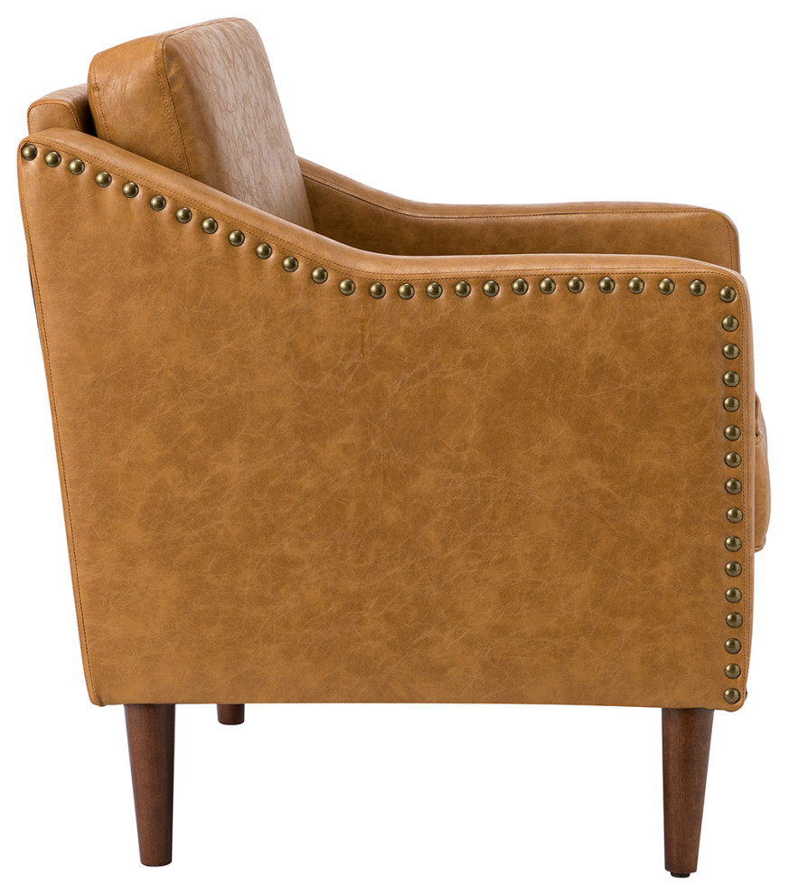 Vegan Leather Armchair With Sloped Arms Set of 2   Midcentury   Armchairs And Accent Chairs   by Karat Home  Houzz