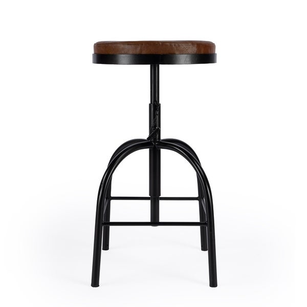 Clyde Black Leather Adjustable Bar Stool