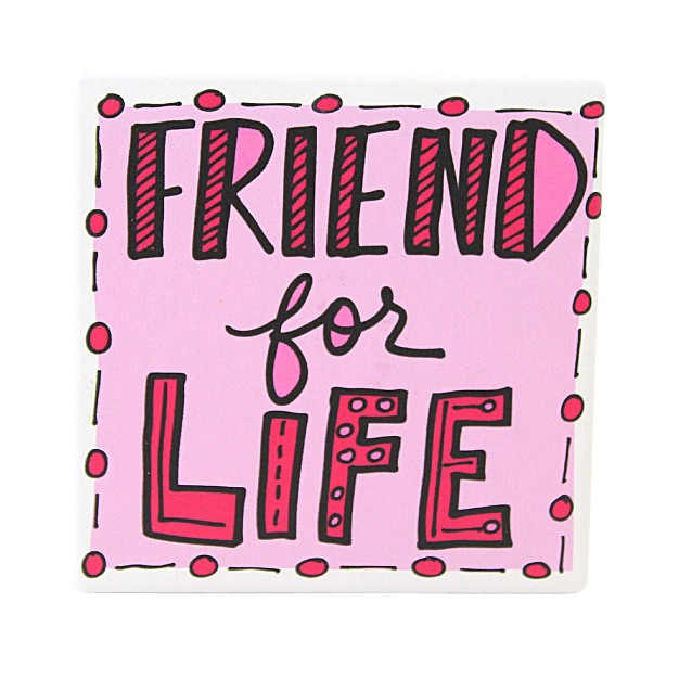 Tabletop Friend For Life Coaster One Coaster 4 Inches Our Name Is Mud 6013773 Stoneware Pink