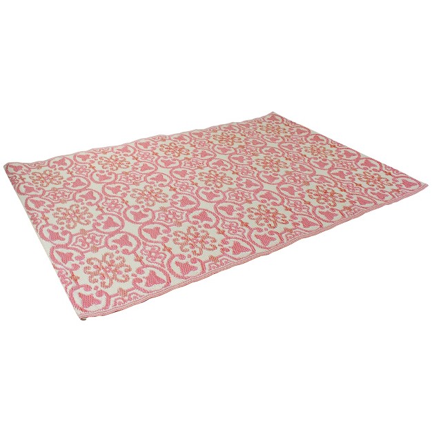 Northlight 4 x27 X 6 x27 Pink And Cream Floral Design Rectangular Outdoor Area Rug
