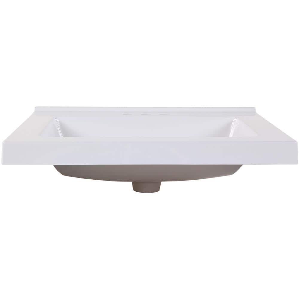 Home Decorators Collection 25 in W x 22 in D Cultured Marble Vanity Top in White with Integrated Sink