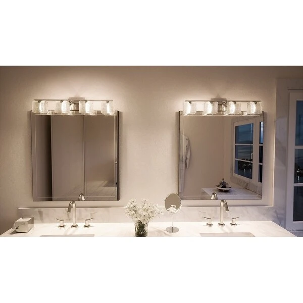 Luxury Transitional Polished Chrome 4-light Bathroom Vanity Light - 6.75