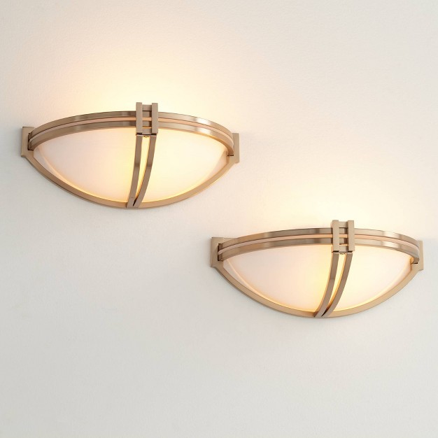 Wide Soft Gold Wall Sconce Set Of 2