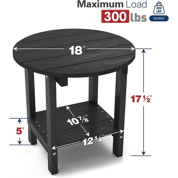 WINSOON All Weather HIPS Outdoor Side Tables 2-Tier Adirondack Tables End Tables