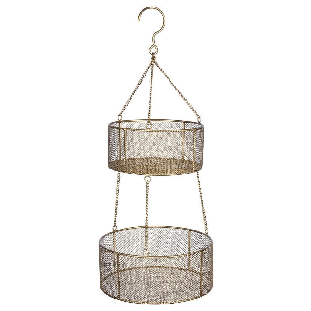 Stratton Home Decor Metal Farmhouse Tiered Wire Hanging Basket Decor S42511