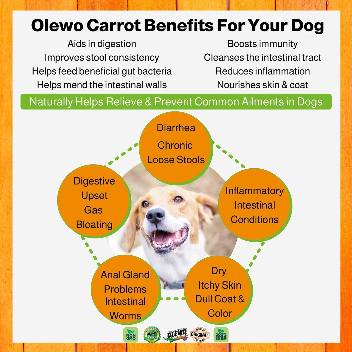 Olewo Digestive Health and Anti-Diarrhea Dehydrated Carrots Dog Food Topper