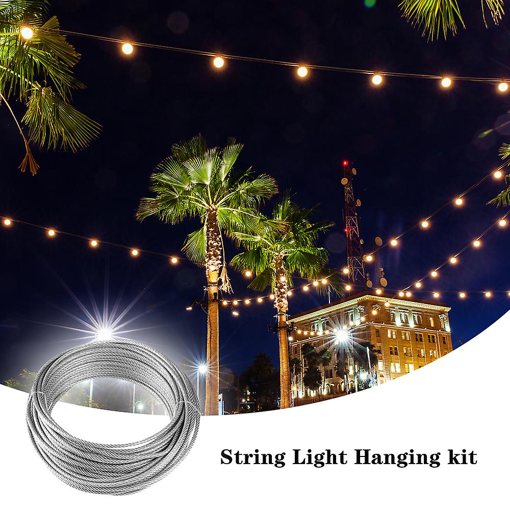 String Light Hanging Kit Stainless Steel Steel Wire Rope Heavy Duty String Lights Suspension Tool For Outdoor Garden Indoors No.311071