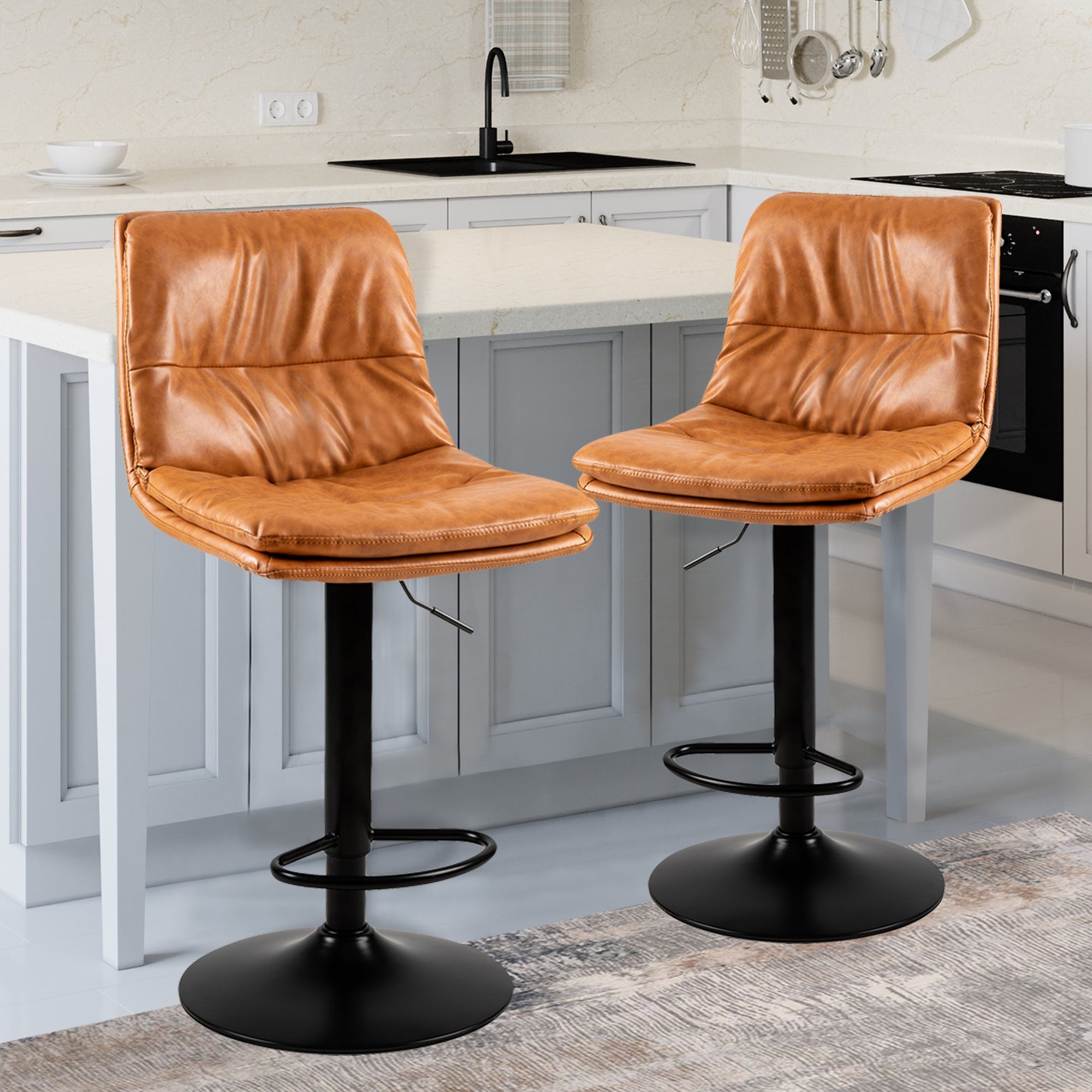 Bar Stool Chairs - 360 Swivel Adjustable-Set of 2