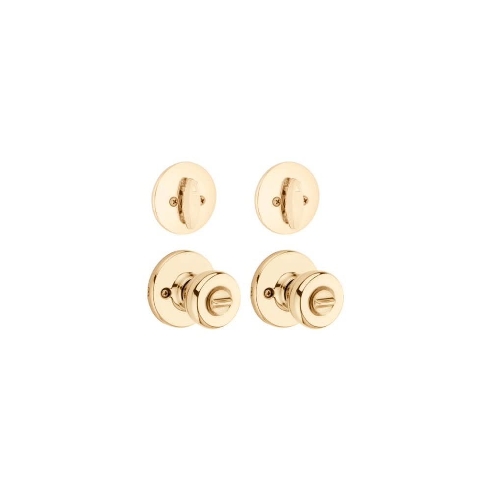 Polished Brass Tylo Knob Entry Lockset and Single Cylinder Deadbolt ;