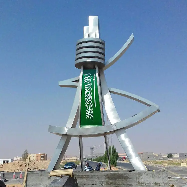 Custom modern art statue leading professional design outdoor decoration large metal sculpture for Saudi Arabia