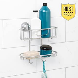 Zenna Home NeverRust Aluminum Power Grip Pro Dual Mount 2-Tier Caddy in Satin Chrome 7467ALL