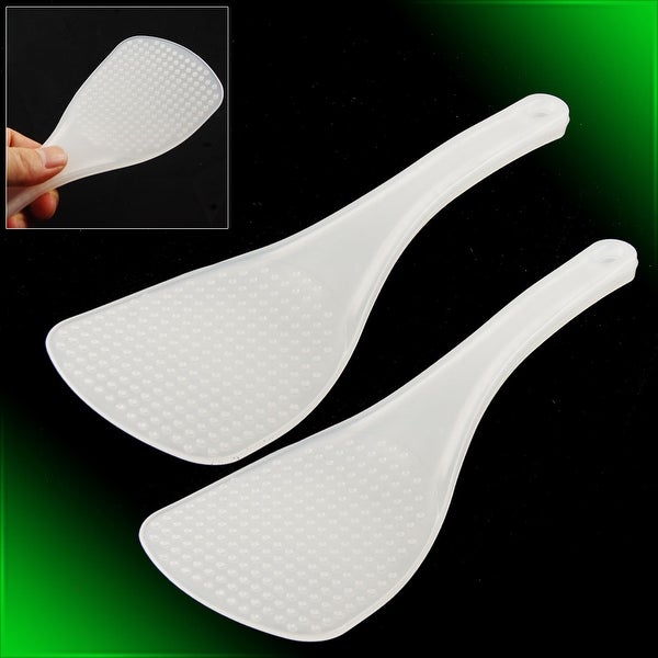 2 Pcs Rice Paddle Plastic Rice Sushi Scoop Spoon Ladle White