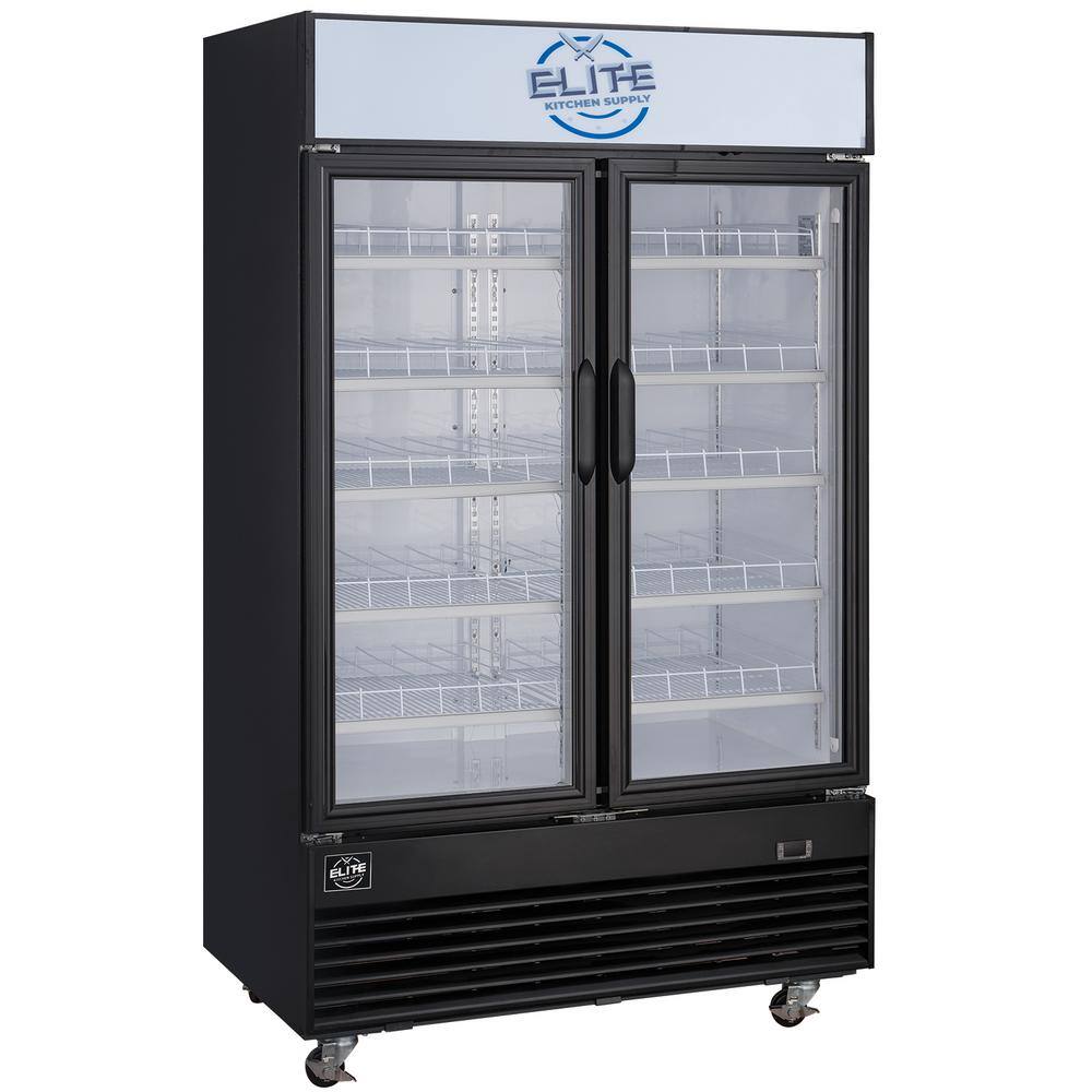 Elite Kitchen Supply 34.4 cu. ft. Commercial Merchandiser Refrigerator with Glass Doors in Black EKS-ESM42R