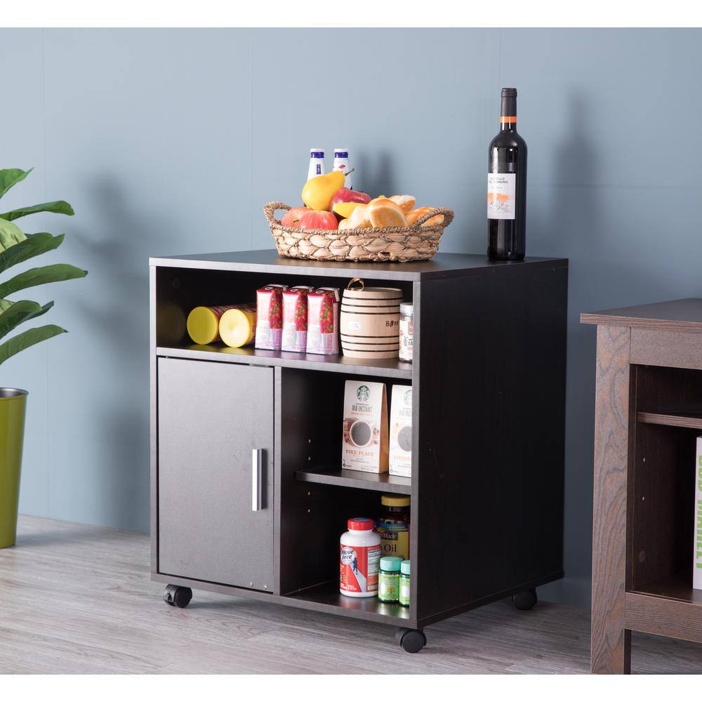 Basicwise Storage Printer Black Kitchen Storage Stand with Casters QI003556.B