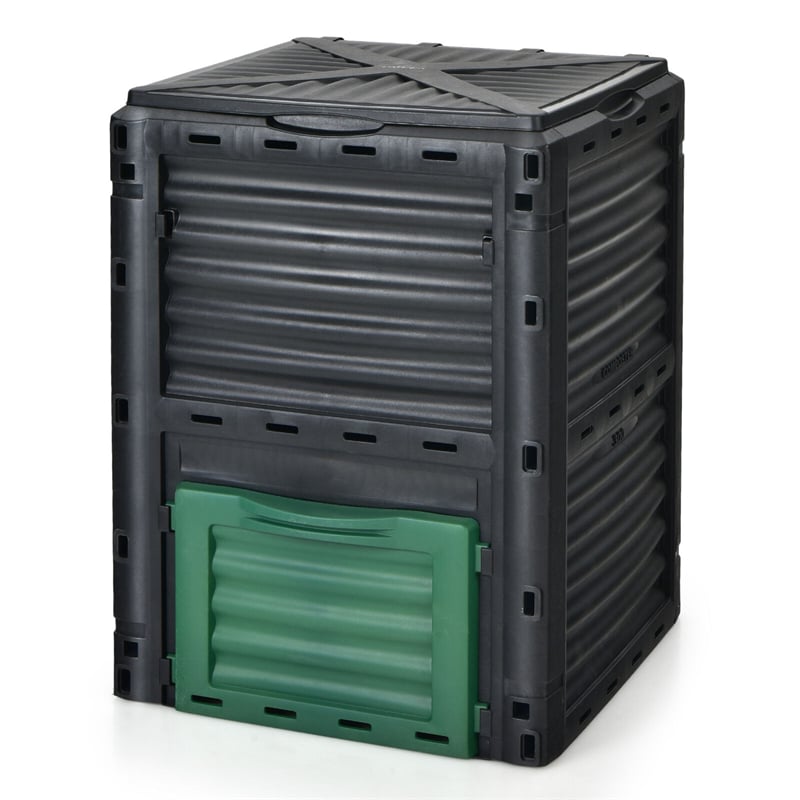 80 Gallon Outdoor Compost Bin Garden Fertilizer Barrel with Top Flip Door & Latch-on Lid