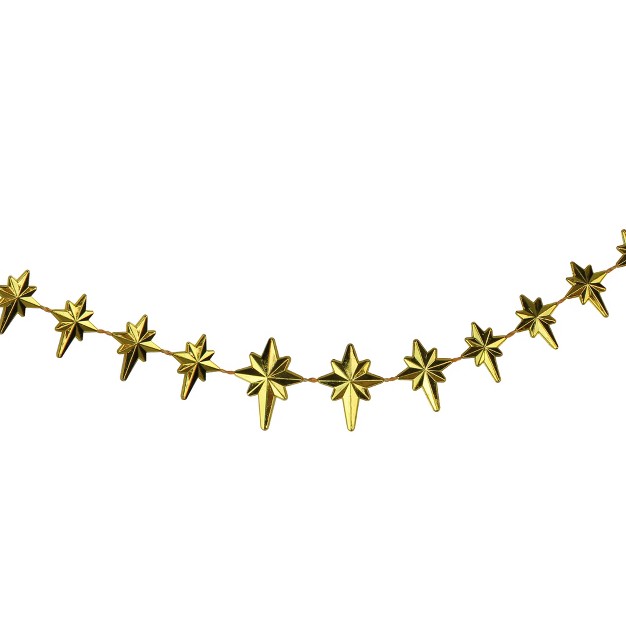 Shiny Gold Star Of Bethlehem Beaded Artificial Christmas Garland Unlit