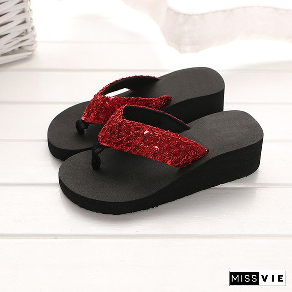 New Stylish Women's Summer Sequins Anti-Slip Sandals Slipper Indoor & Outdoor Flip-Flops