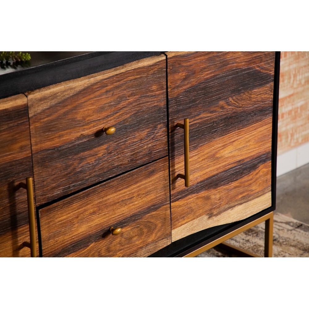 Coaster Furniture Zara Black Walnut and Gold 2 drawer Accent Cabinet