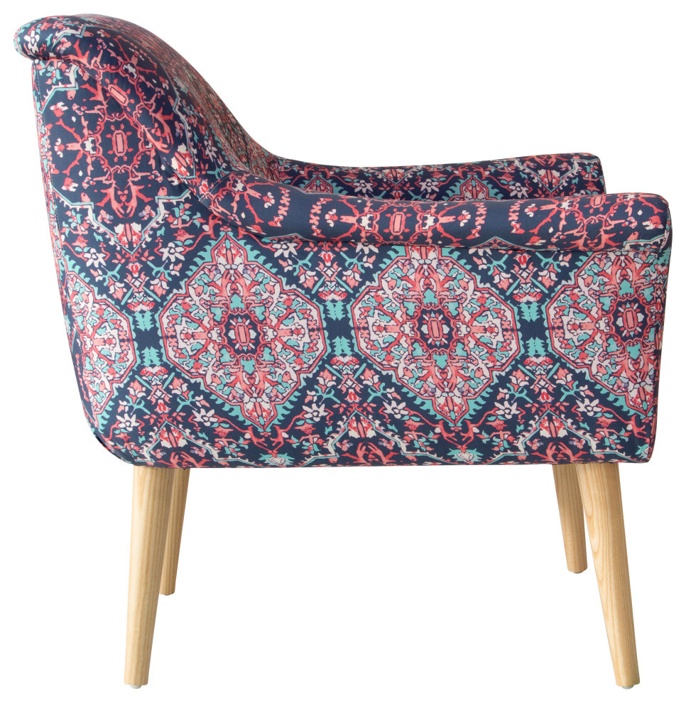 West Loop Chair  Tabriz Cerulean   Midcentury   Armchairs And Accent Chairs   by Skyline Furniture Mfg Inc  Houzz