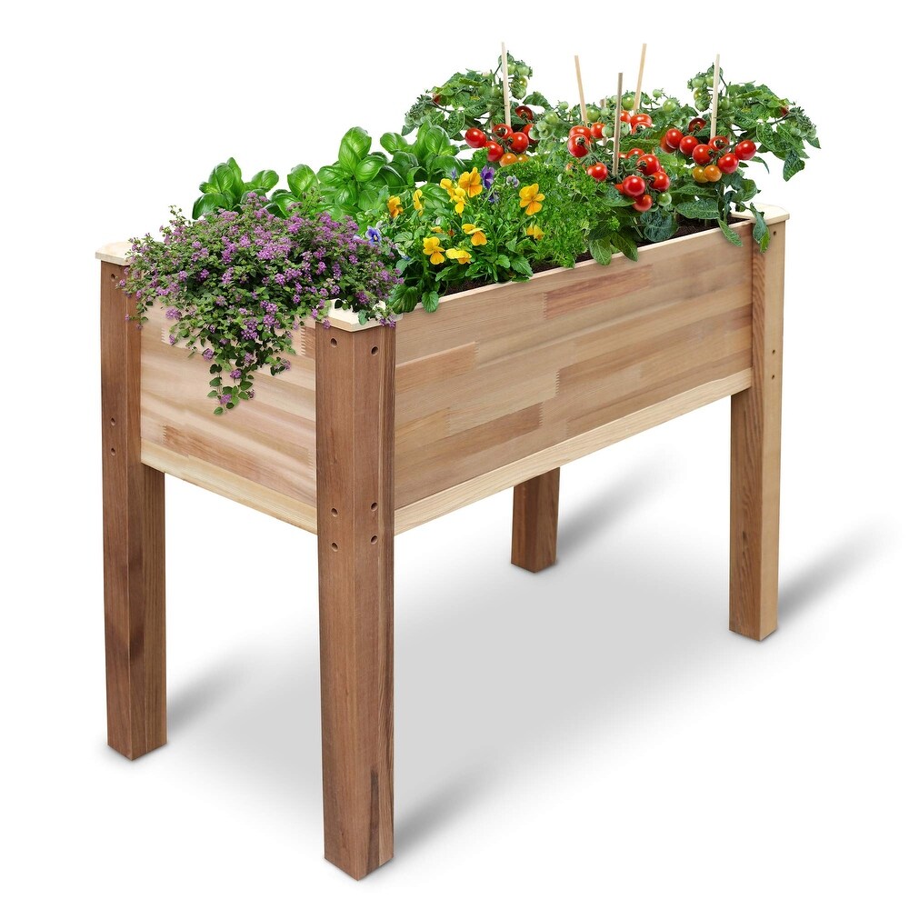 Jumbl Cedar Wood Raised Garden Bed   Herb Planter Box