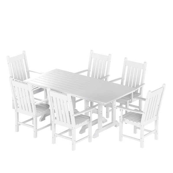 Polytrends Laguna Hdpe All Weather Outdoor Patio Dining Set with Rectangle Table，Arm Chairs (7Piece Set)