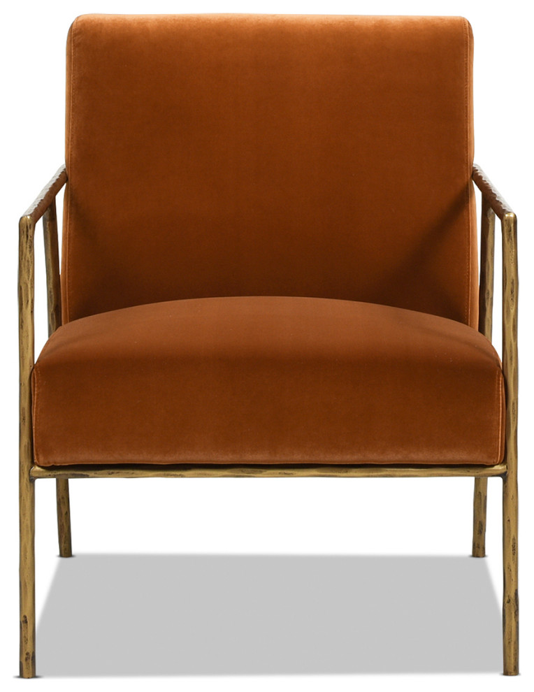 Aerin 24.5 quotHammered Brass Accent Arm Chair  Burnt Orange   Contemporary   Armchairs And Accent Chairs   by Jennifer Taylor Home  Houzz