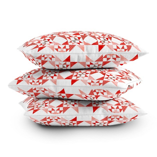 Showmemars Christmas Quilt Square Throw Pillow White Deny Designs