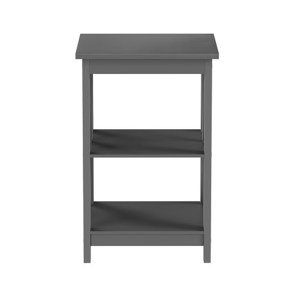 Side Tables with Two Shelves - Set of 2 with X-Legs by Lavish Home (Gray)